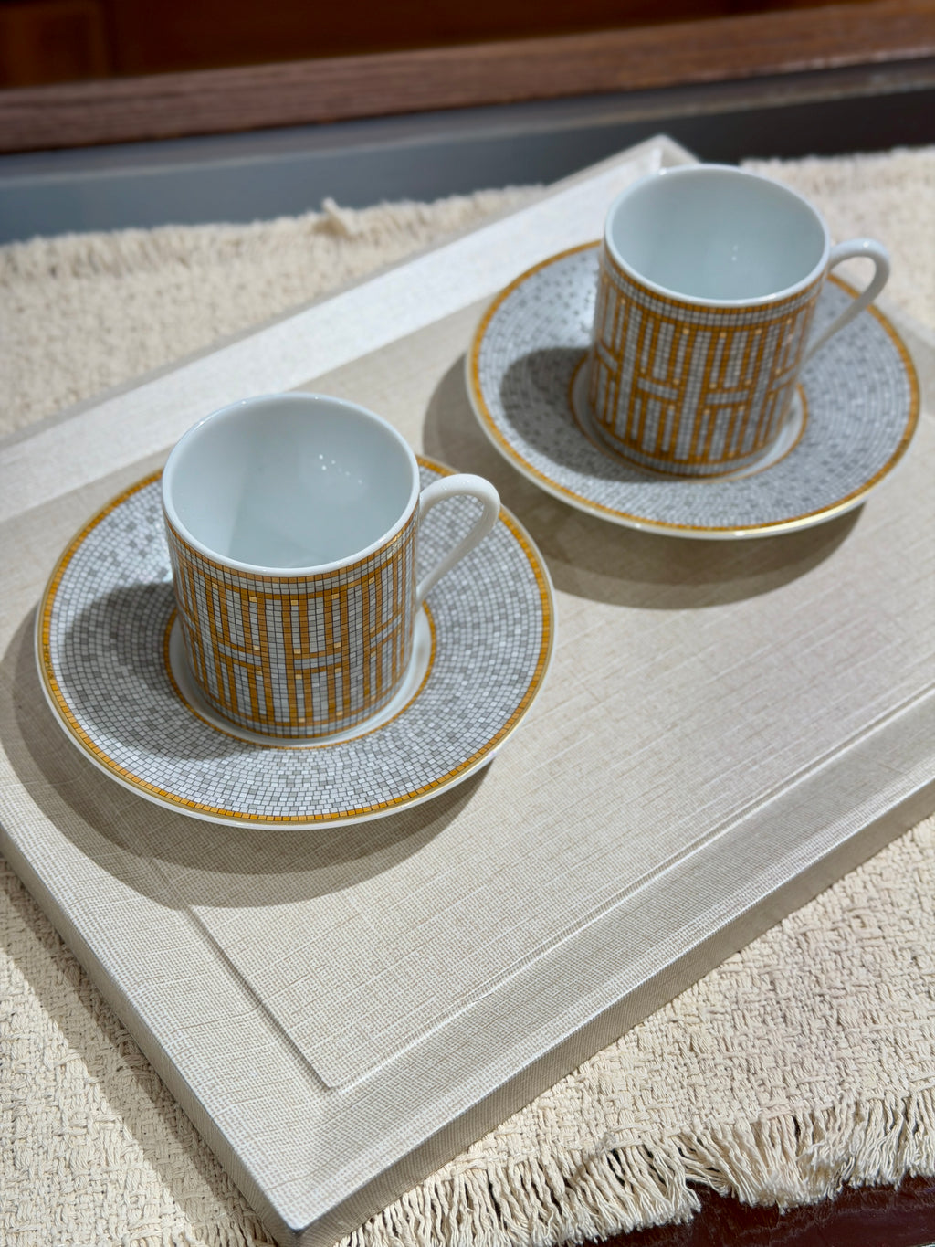 [New] Hermès Mosaique au 24 gold coffee cup and saucer (2 pairs in 1 set)