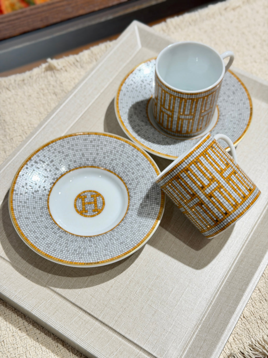 [New] Hermès Mosaique au 24 gold coffee cup and saucer (2 pairs in 1 set)